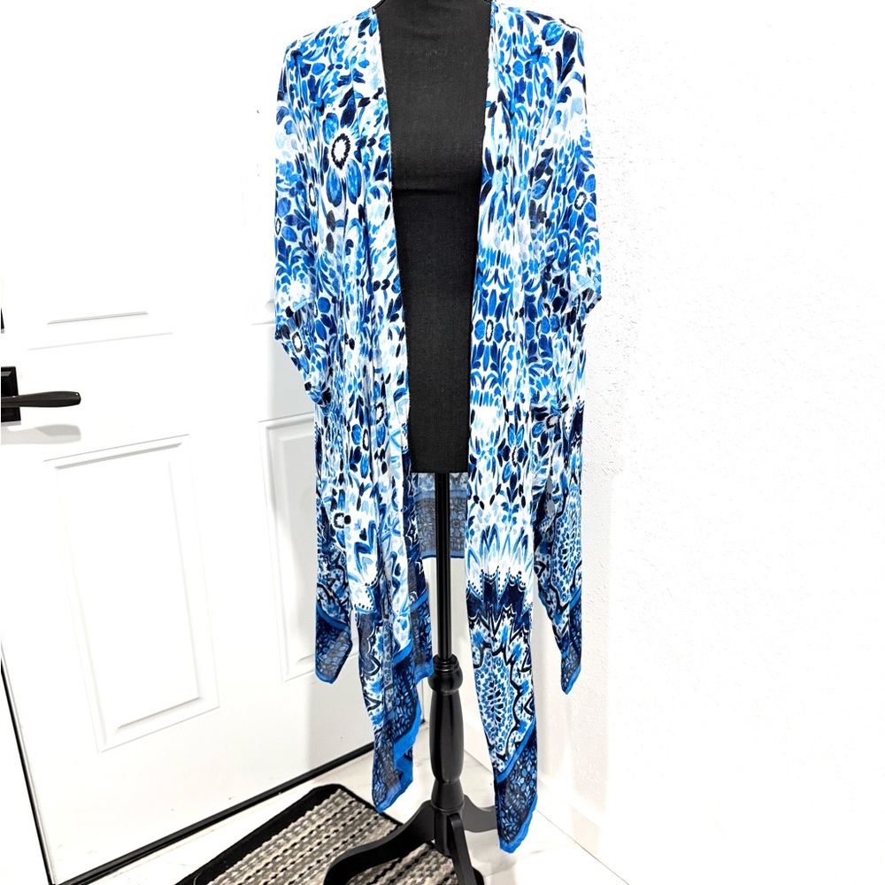 Mixit Blue and White Women's kimono OS